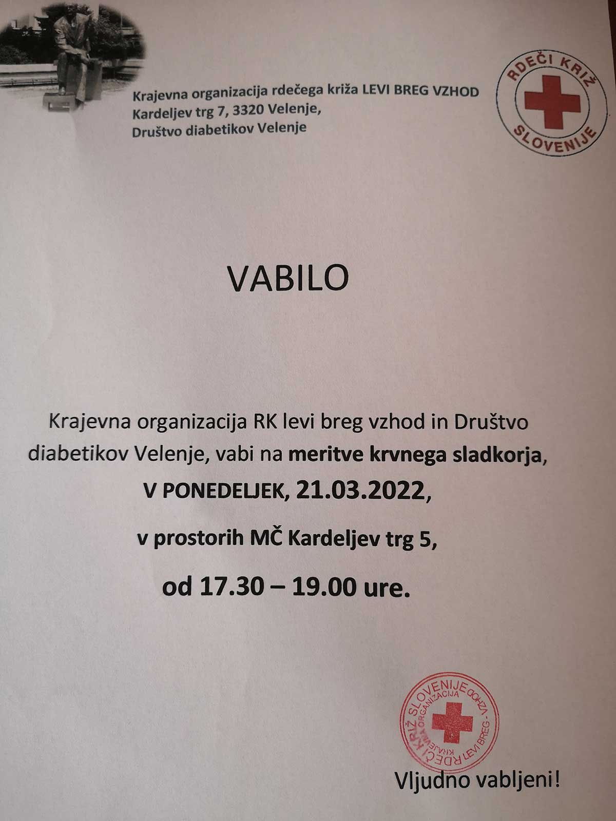 Merjenje krvnega sladkorja (21.3.2022)