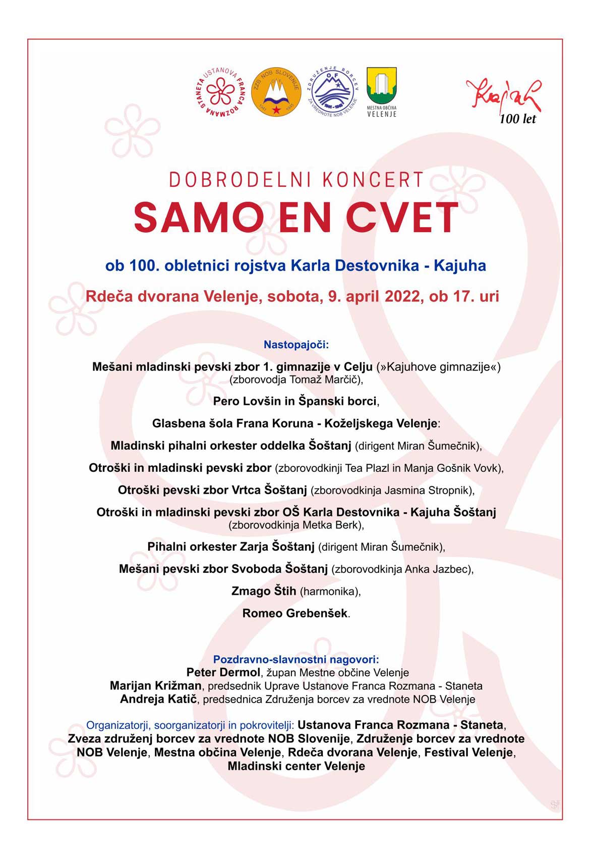 Velenje bo gostilo dobrodelni koncert Samo en cvet