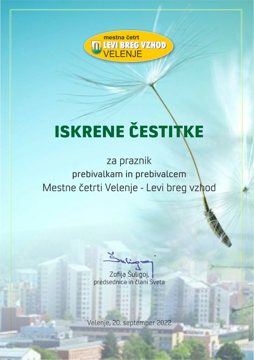 Čestitka | Praznik mestne četrti Velenje - Levi breg vzhod 2022