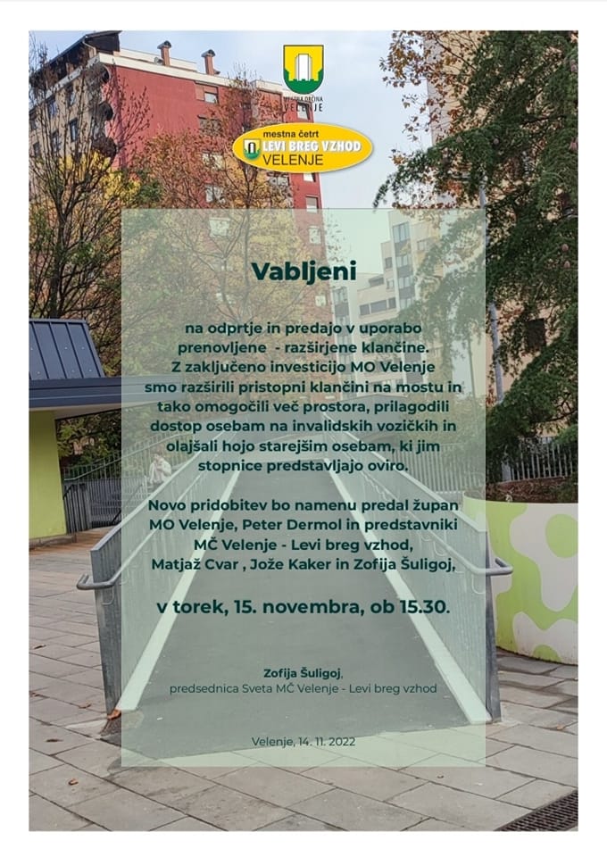 Vabilo | Odprtje in predaja prenovljene klančine